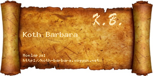 Koth Barbara névjegykártya
